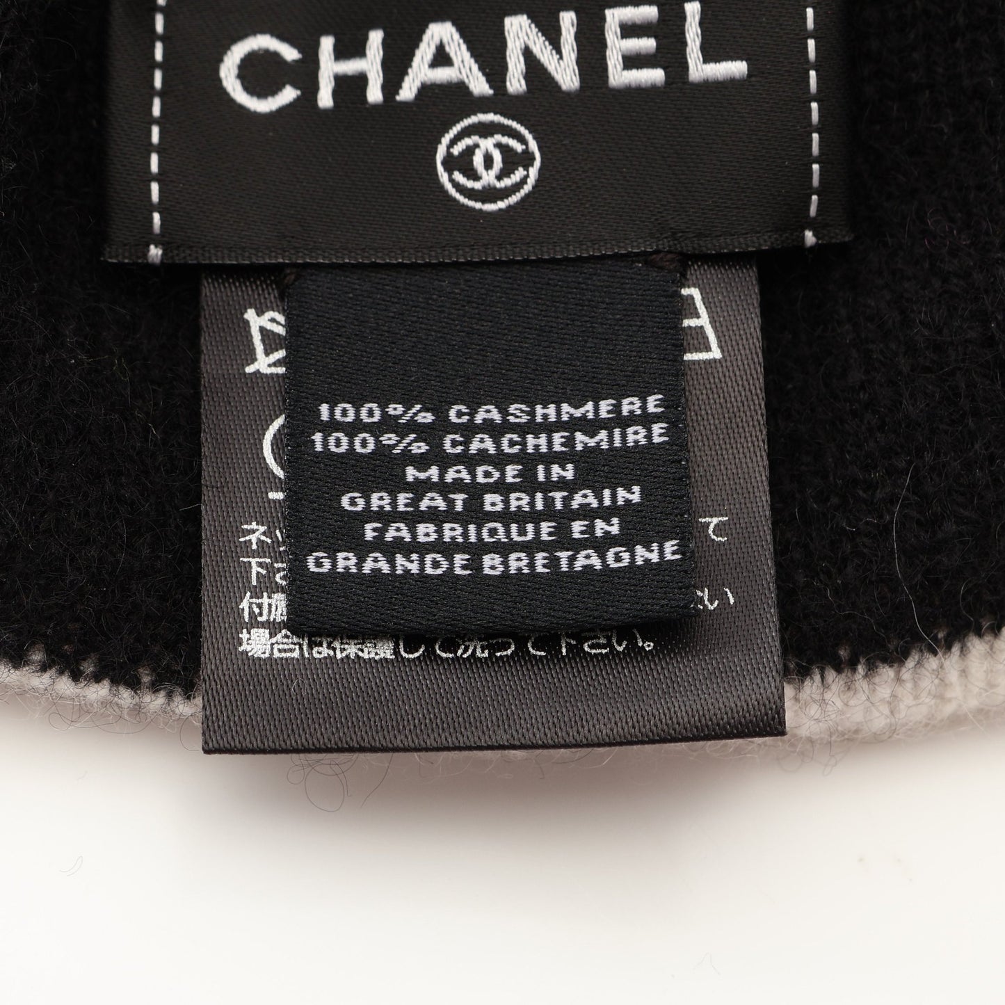 ロゴ ビーニー カシミヤ ブラック ホワイト シャネル 財布・小物 CHANEL