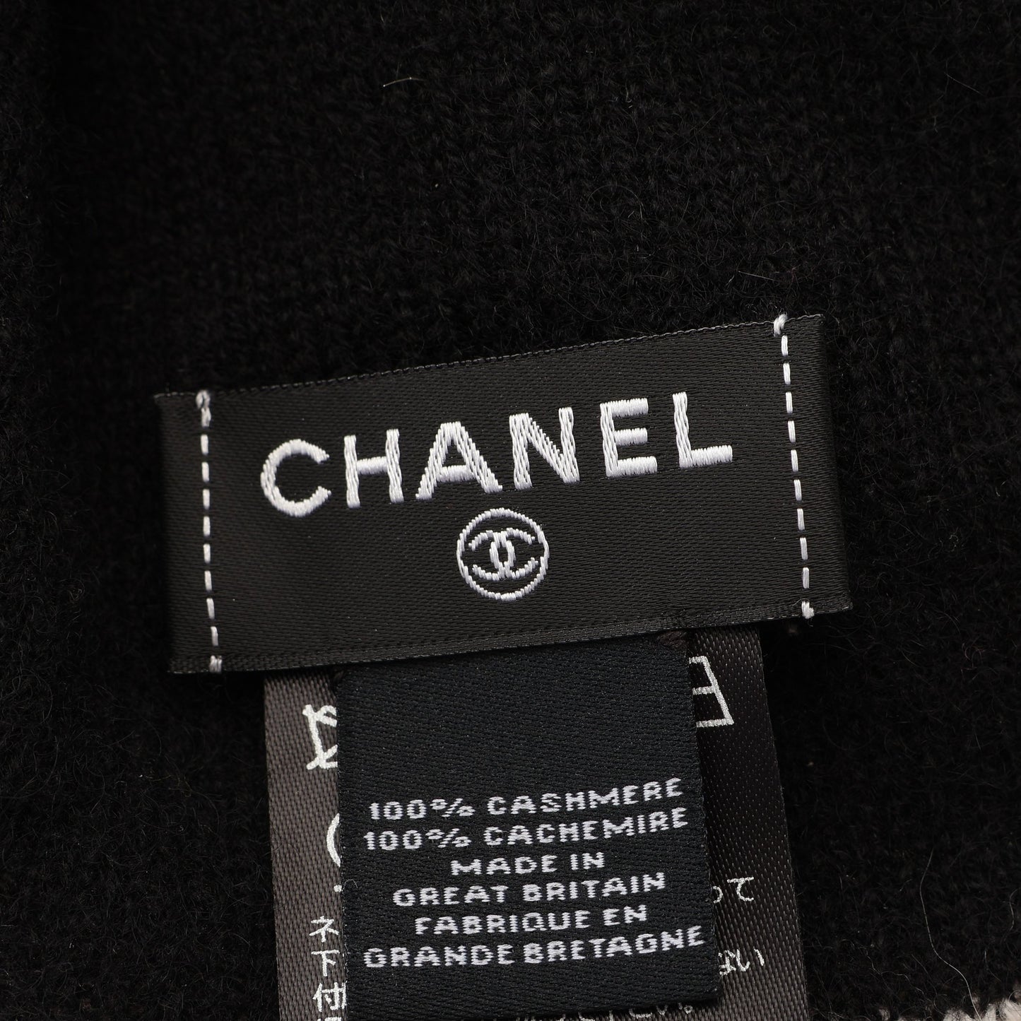 ロゴ ビーニー カシミヤ ブラック ホワイト シャネル 財布・小物 CHANEL