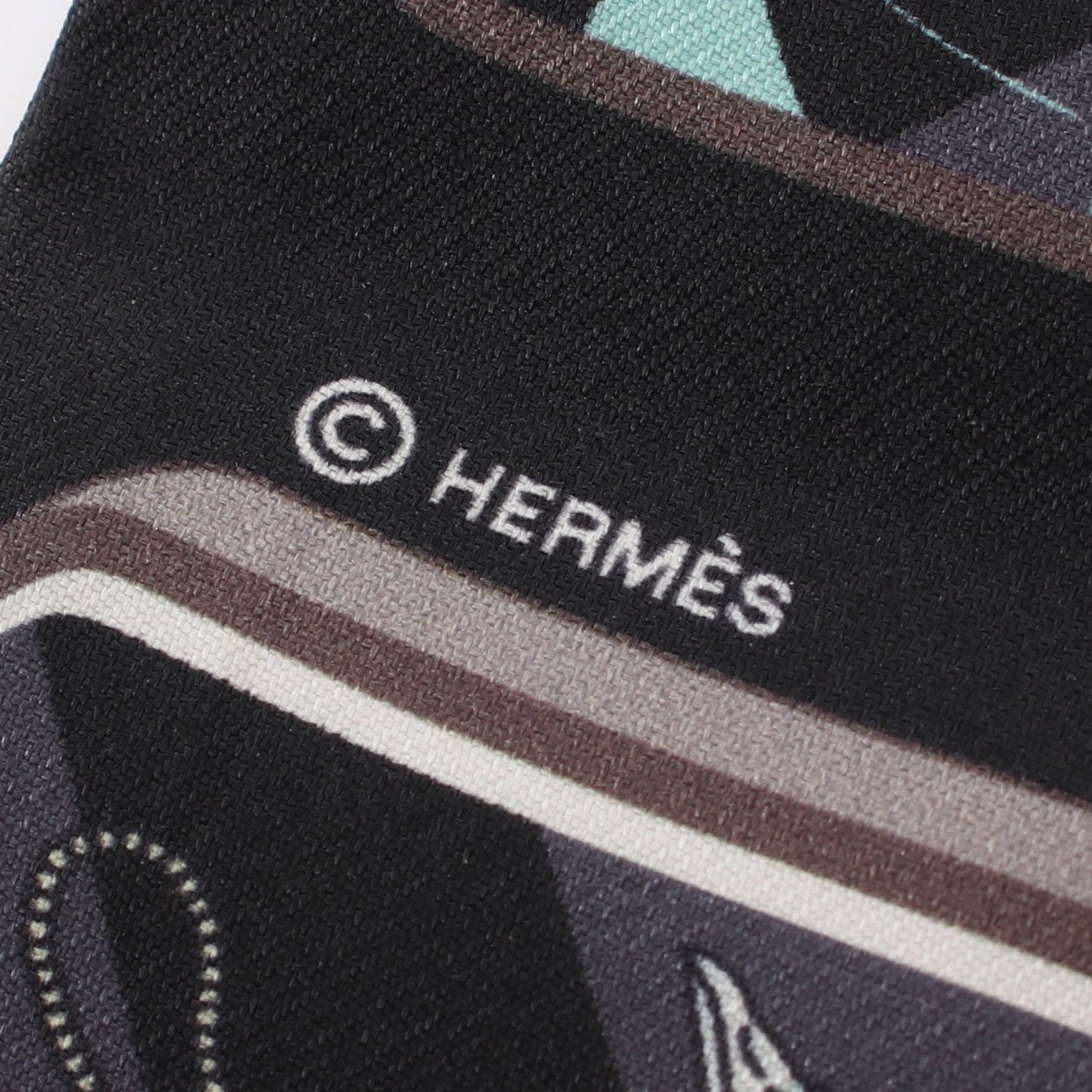 ツイリー HERMES STORY リボン スカーフ シルク ブラック マルチカラー エルメス