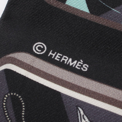 ツイリー HERMES STORY リボン スカーフ シルク ブラック マルチカラー エルメス