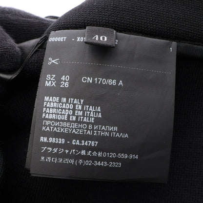 バックプリーツ ラップスカート コットン ナイロン ブラック プラダ ボトムス PRADA