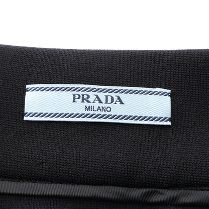 バックプリーツ ラップスカート コットン ナイロン ブラック プラダ ボトムス PRADA