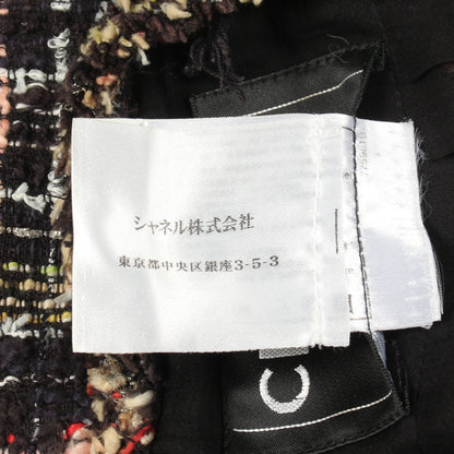 ココマーク ツイード ノーカラージャケット コットン ブラック マルチカラー シャネル