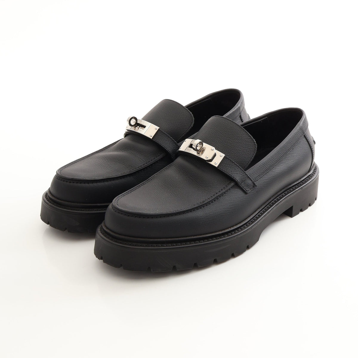 アイコン ケリーバックル ローファー モカシン レザー ブラック エルメス シューズ HERMES