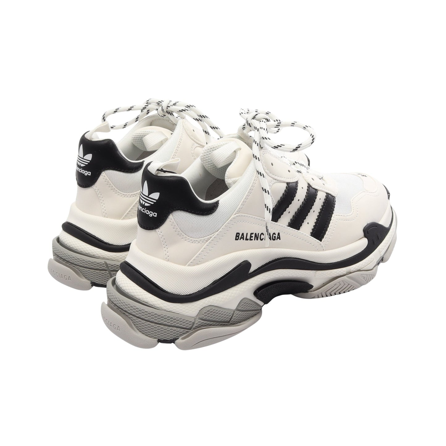 BALENCIAGA × adidas TRIPLE S トリプルS スニーカー ファブリック レザー ホワイト ブラック バレンシアガ