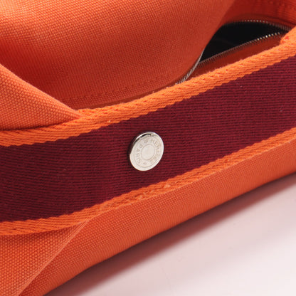 ブリッドアブラックPM オランジュ フー ハンドバッグ キャンバス オレンジ ボルドー シルバー金具 エルメス