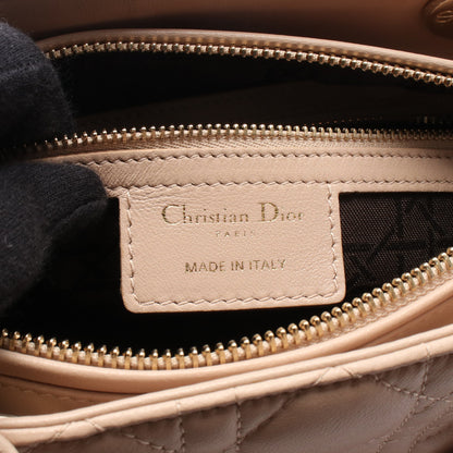 LADY DIOR レディディオール カナージュ 2WAY ハンドバッグ レザー ピンクベージュ クリスチャンディオール