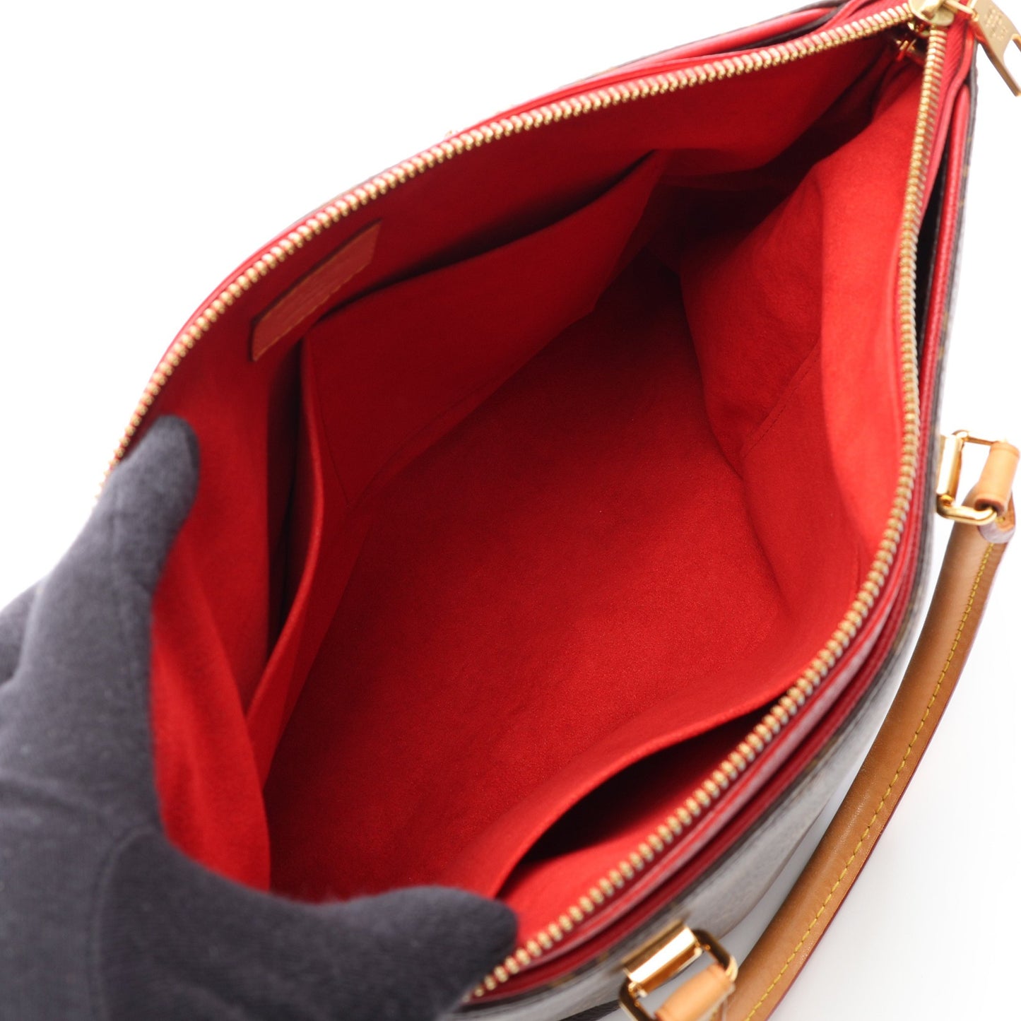 パラス モノグラム スリーズ 2WAY ハンドバッグ PVC レザー ブラウン レッド ルイヴィトン バッグ LOUIS VUITTON