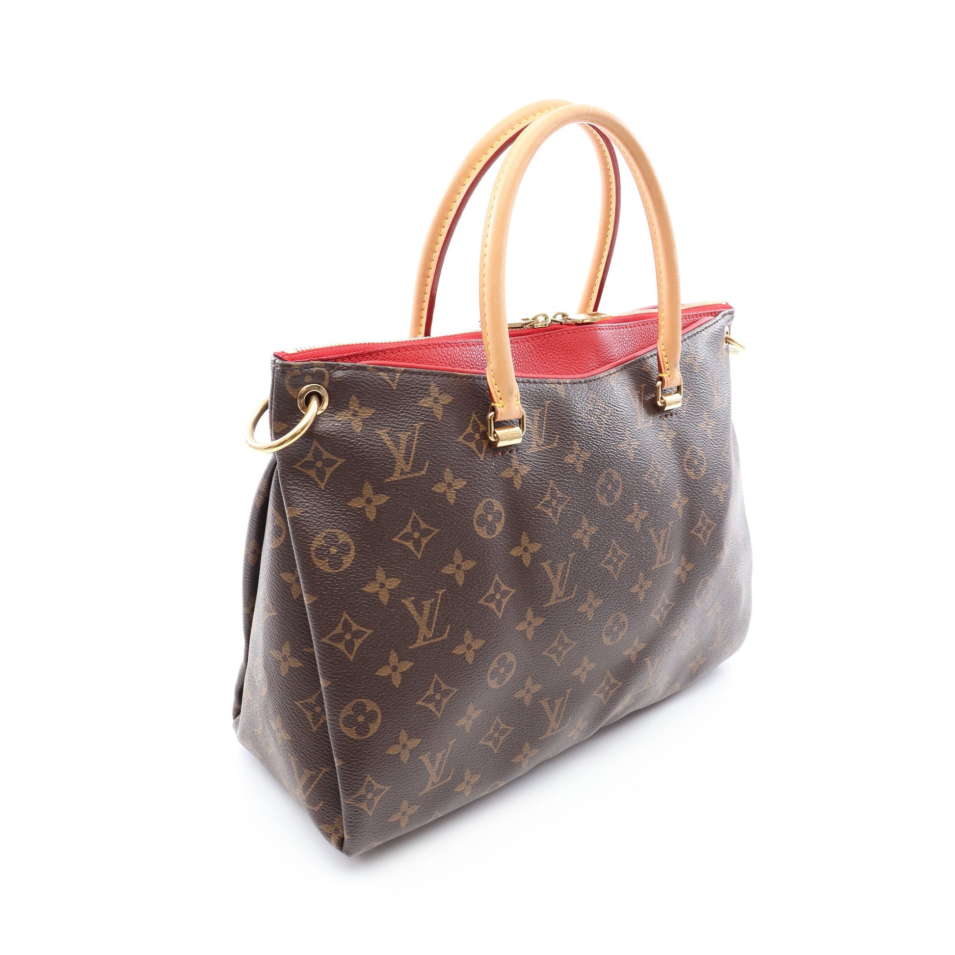 パラス モノグラム スリーズ 2WAY ハンドバッグ PVC レザー ブラウン レッド ルイヴィトン バッグ LOUIS VUITTON