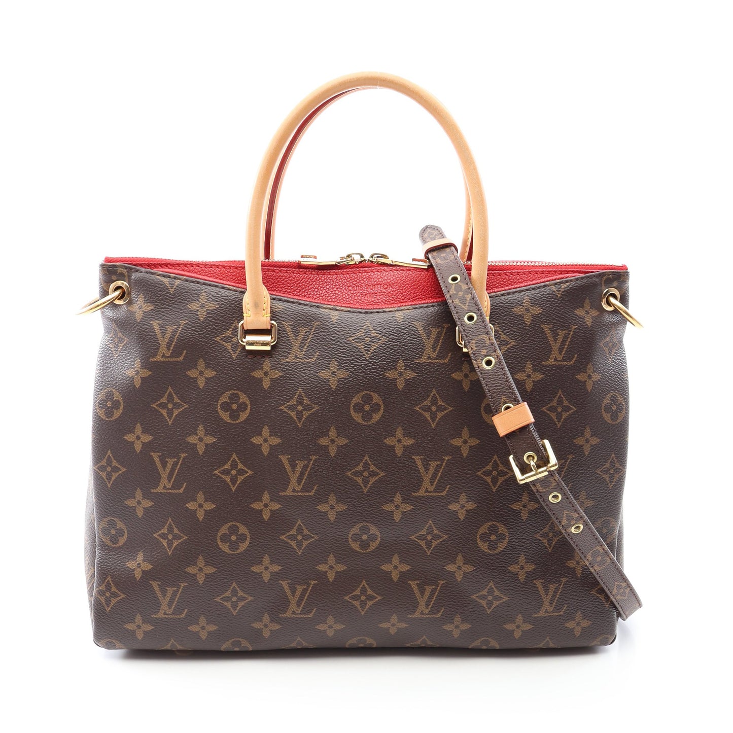 パラス モノグラム スリーズ 2WAY ハンドバッグ PVC レザー ブラウン レッド ルイヴィトン バッグ LOUIS VUITTON