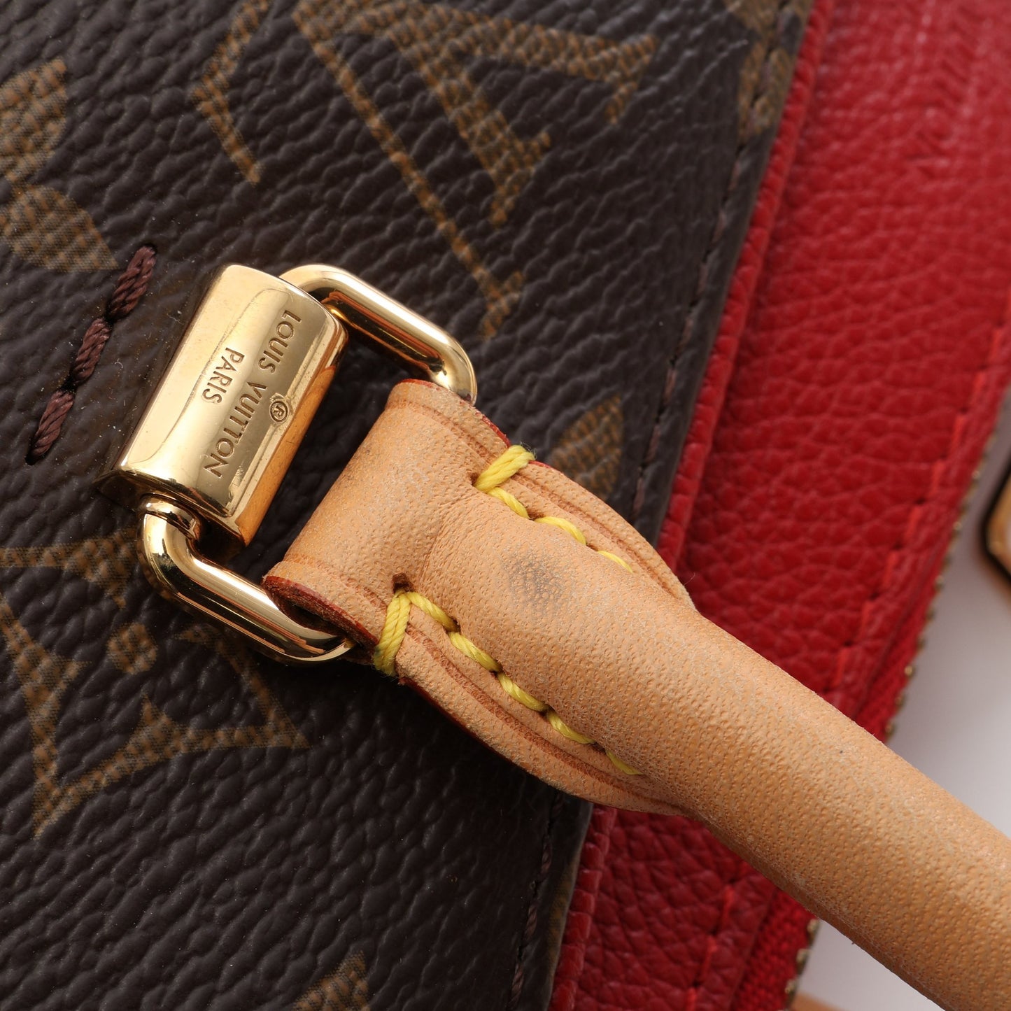 パラス モノグラム スリーズ 2WAY ハンドバッグ PVC レザー ブラウン レッド ルイヴィトン バッグ LOUIS VUITTON
