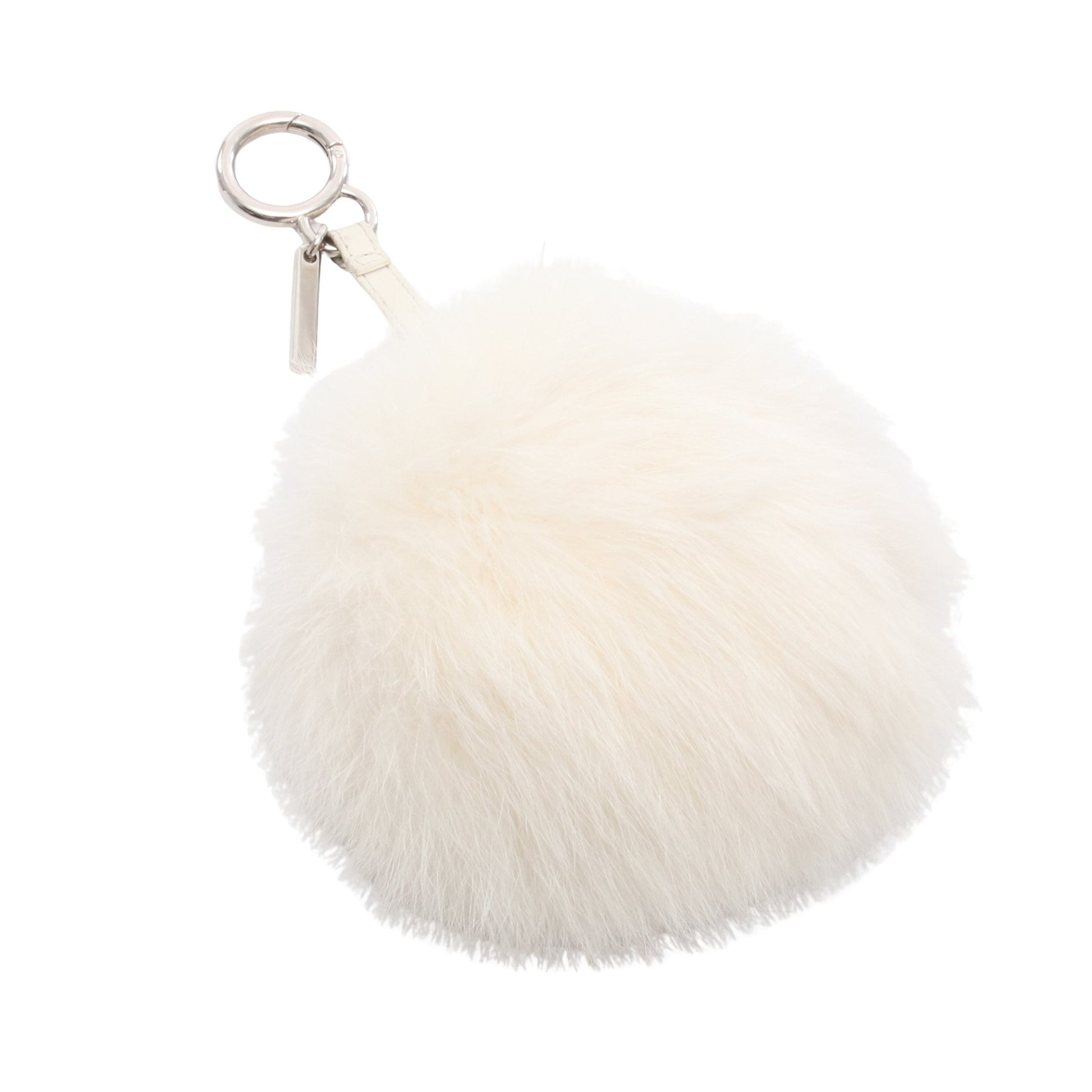 ポンポンチャーム バッグチャーム キーホルダー フォックスファー レザー オフホワイト ネイビー フェンディ 財布・小物 FENDI