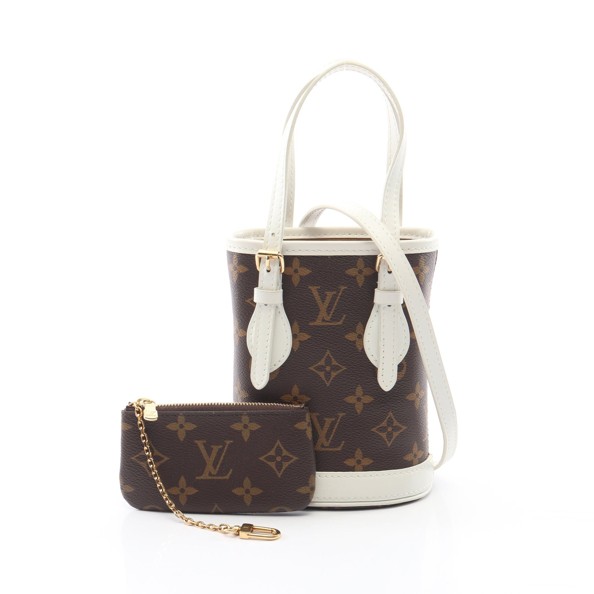 ナノ バケット モノグラム 2WAY ハンドバッグ PVC レザー ブラウン ホワイト ルイヴィトン バッグ LOUIS VUITTON