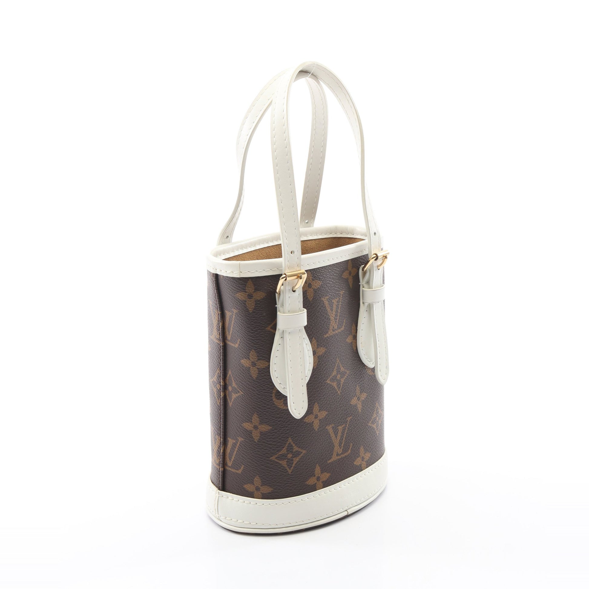 ナノ バケット モノグラム 2WAY ハンドバッグ PVC レザー ブラウン ホワイト ルイヴィトン バッグ LOUIS VUITTON