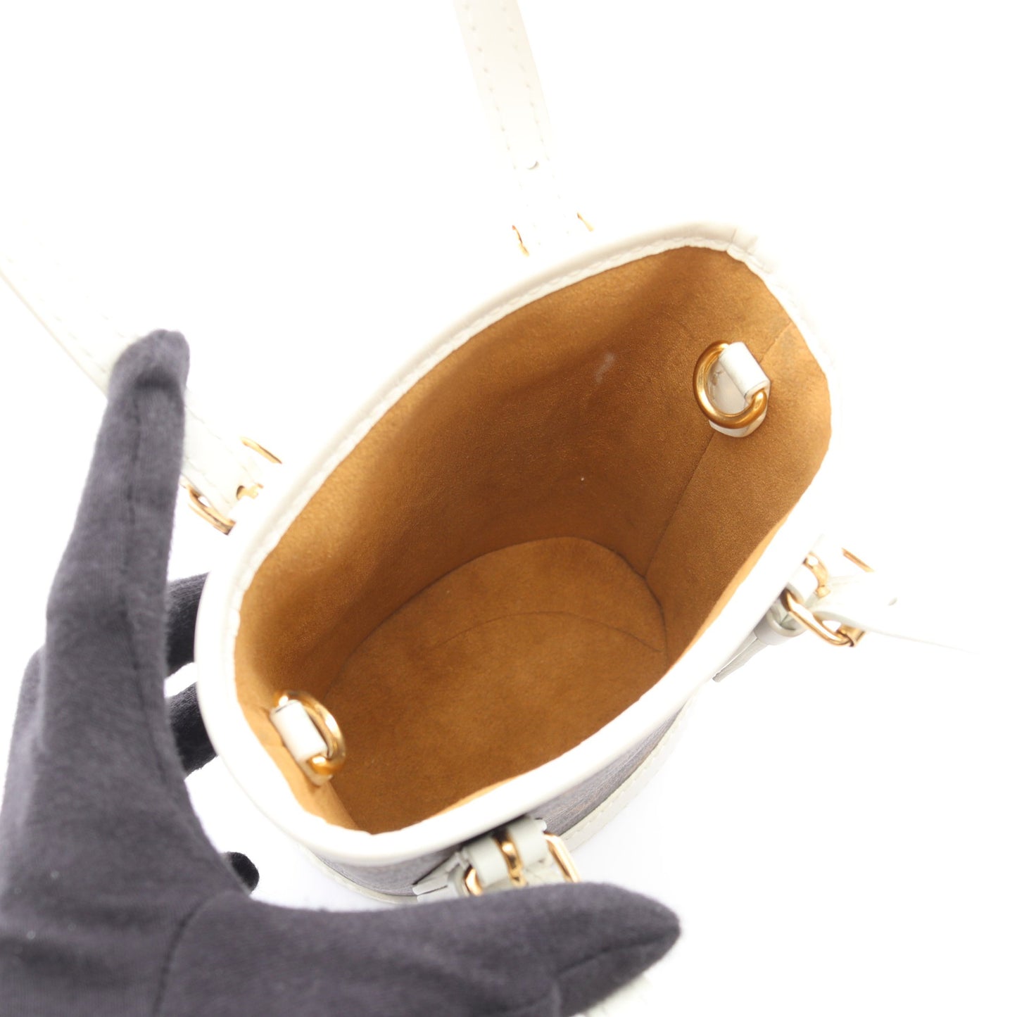 ナノ バケット モノグラム 2WAY ハンドバッグ PVC レザー ブラウン ホワイト ルイヴィトン バッグ LOUIS VUITTON