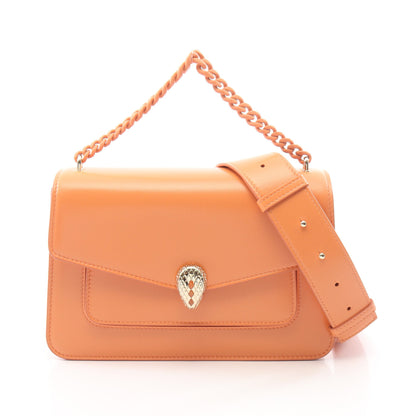 セルペンティ フォーエバー 2WAY チェーンハンドバッグ レザー コーラルオレンジ ブルガリ バッグ BVLGARI