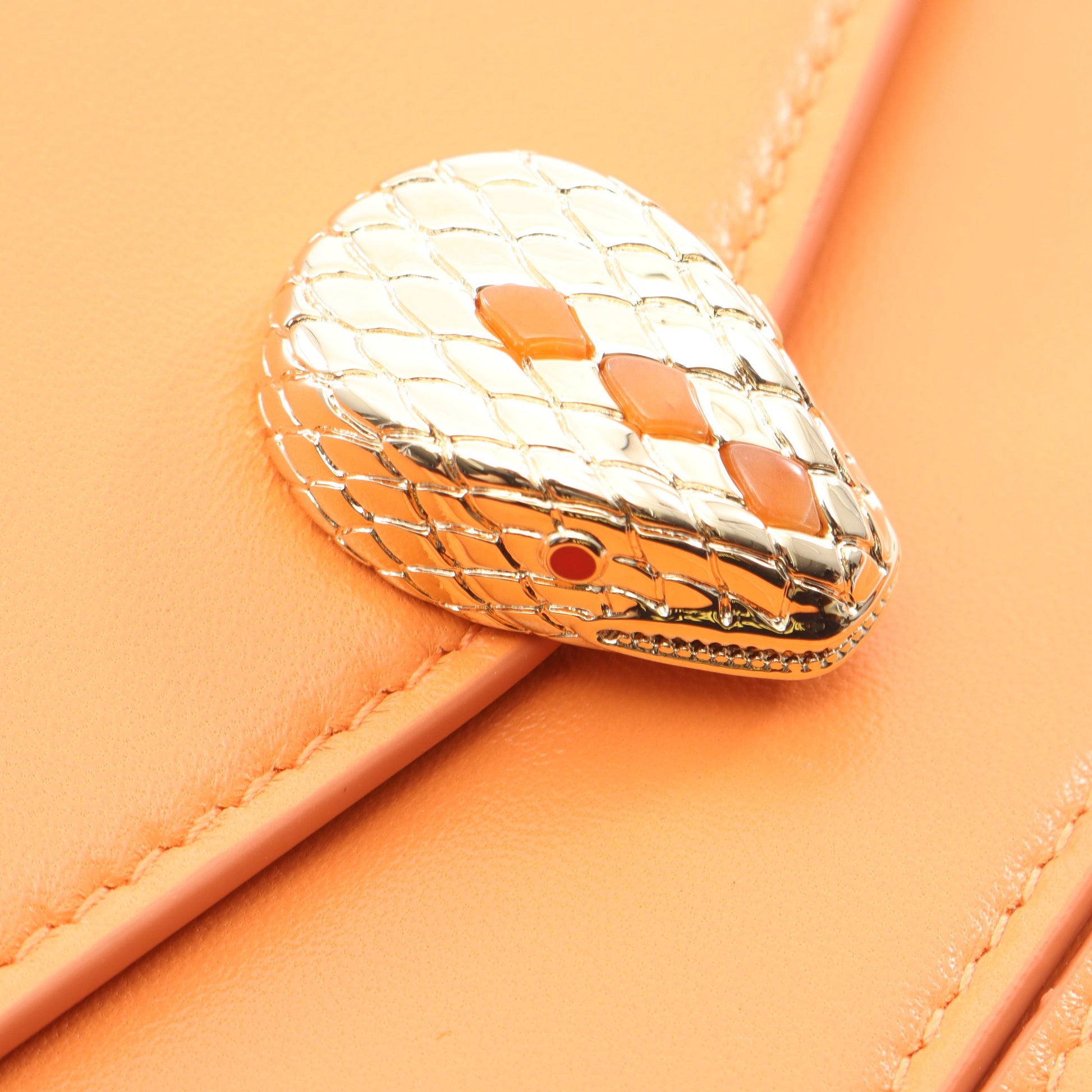 セルペンティ フォーエバー 2WAY チェーンハンドバッグ レザー コーラルオレンジ ブルガリ バッグ BVLGARI