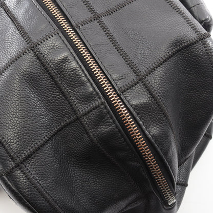 チョコバー ハンドバッグ ミニボストンバッグ キャビアスキン ブラック シルバー金具 シャネル