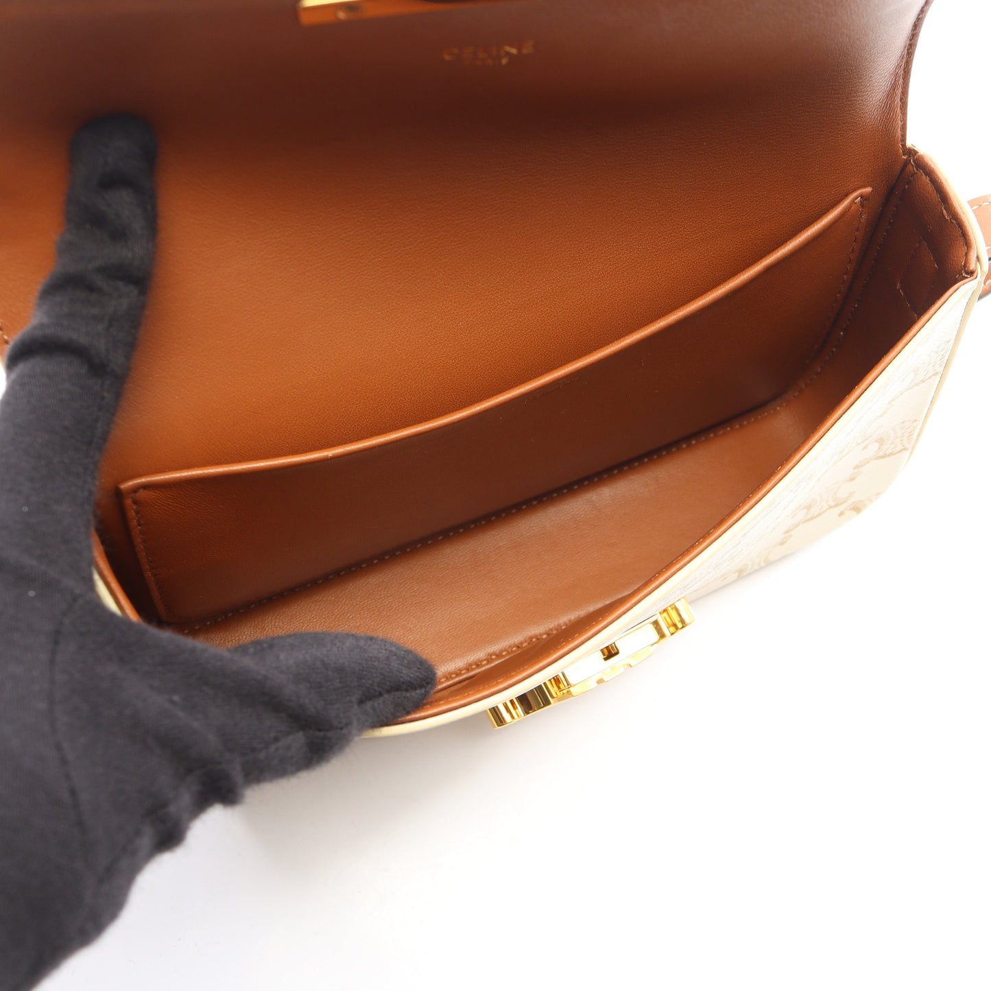 クロード トリオンフ ワンショルダーバッグ PVC レザー オフホワイト ブラウン セリーヌ