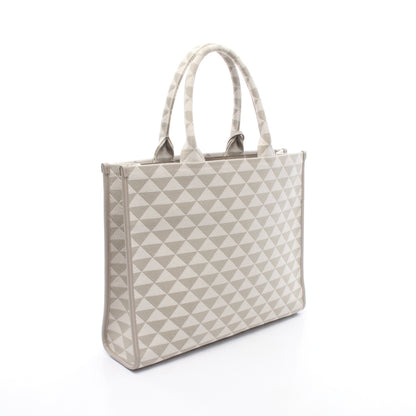 TRIANGOLO JACQUARD シンボル エンブロイダリー ハンドバッグ トートバッグ キャンバス グレー ホワイト プラダ