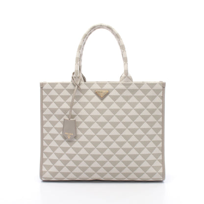 TRIANGOLO JACQUARD シンボル エンブロイダリー ハンドバッグ トートバッグ キャンバス グレー ホワイト プラダ