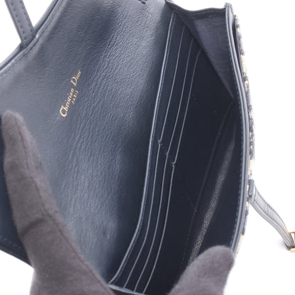 SADDLE サドル ロングウォレット ディオール オブリーク ジャガード チェーンウォレット キャンバス レザー ネイビー ベージュ クリスチャンディオール