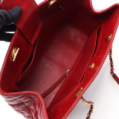 マトラッセ チェーンショルダーバッグ チェーントートバッグ キャビアスキン レッド ゴールド金具 シャネル