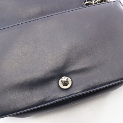 ボーイシャネル チェーンショルダーバッグ ラムスキン ネイビー シルバー金具 シャネル