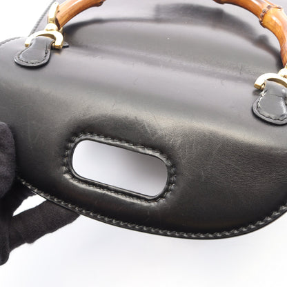 バンブー 2WAY ハンドバッグ レザー ブラック グッチ