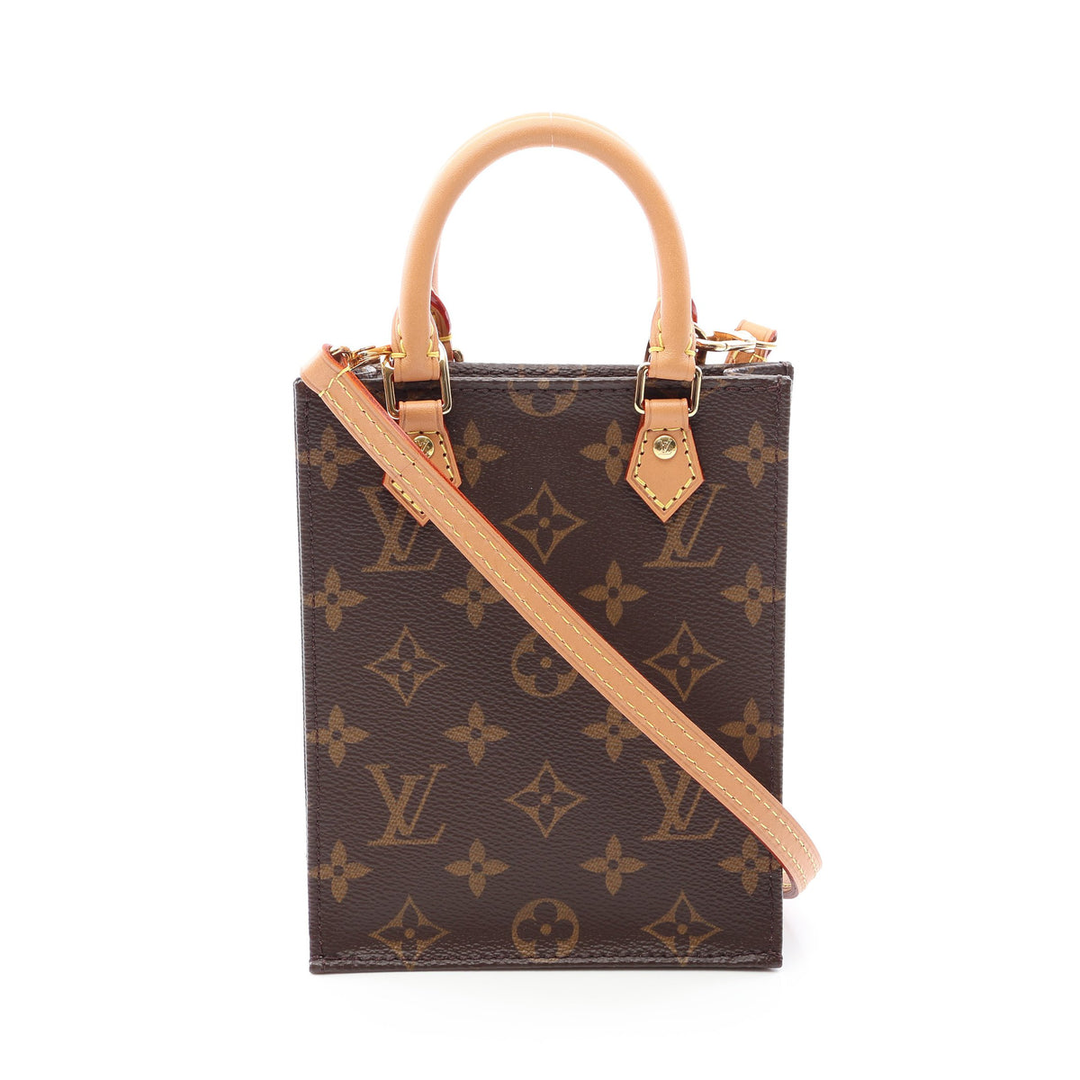プティット サックプラ モノグラム 2WAY ハンドバッグ PVC レザー ブラウン ルイヴィトン バッグ LOUIS VUITTON