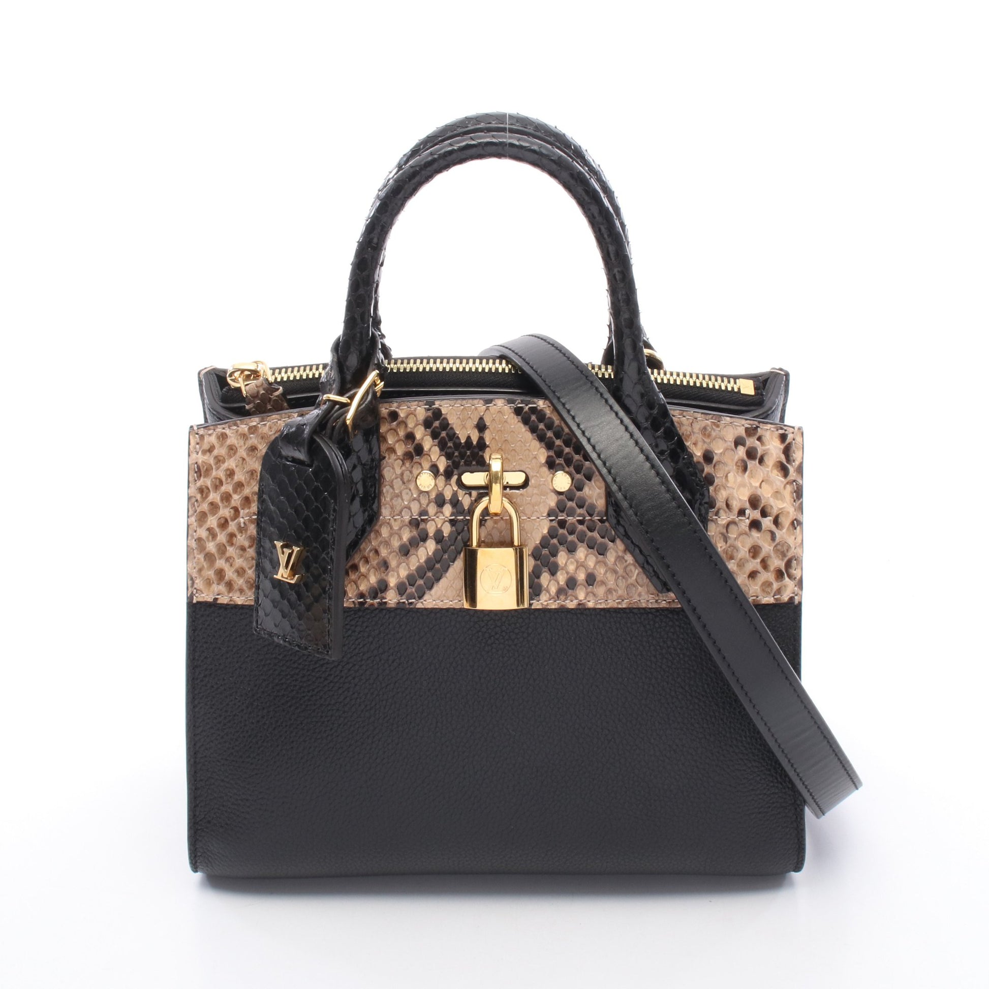 シティ スティーマーMINI ノワール 2WAY ハンドバッグ レザー パイソン ブラック ベージュ ダークブラウン ルイヴィトン バッグ LOUIS VUITTON