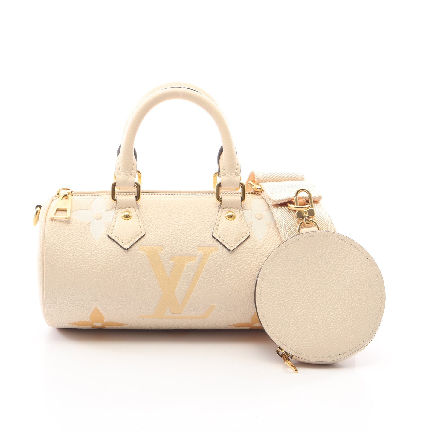 パピヨンBB モノグラムアンプラント クレーム サフラン 2WAY ハンドバッグ レザー アイボリー ベージュ ルイヴィトン バッグ LOUIS VUITTON