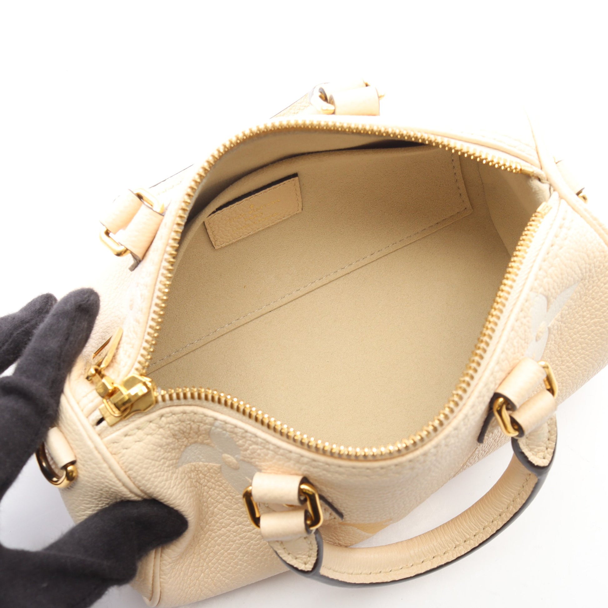 パピヨンBB モノグラムアンプラント クレーム サフラン 2WAY ハンドバッグ レザー アイボリー ベージュ ルイヴィトン バッグ LOUIS VUITTON
