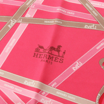 ポワントゥ ボルデュック トライアングル スカーフ シルク ピンク グレーブラウン エルメス 財布・小物 HERMES