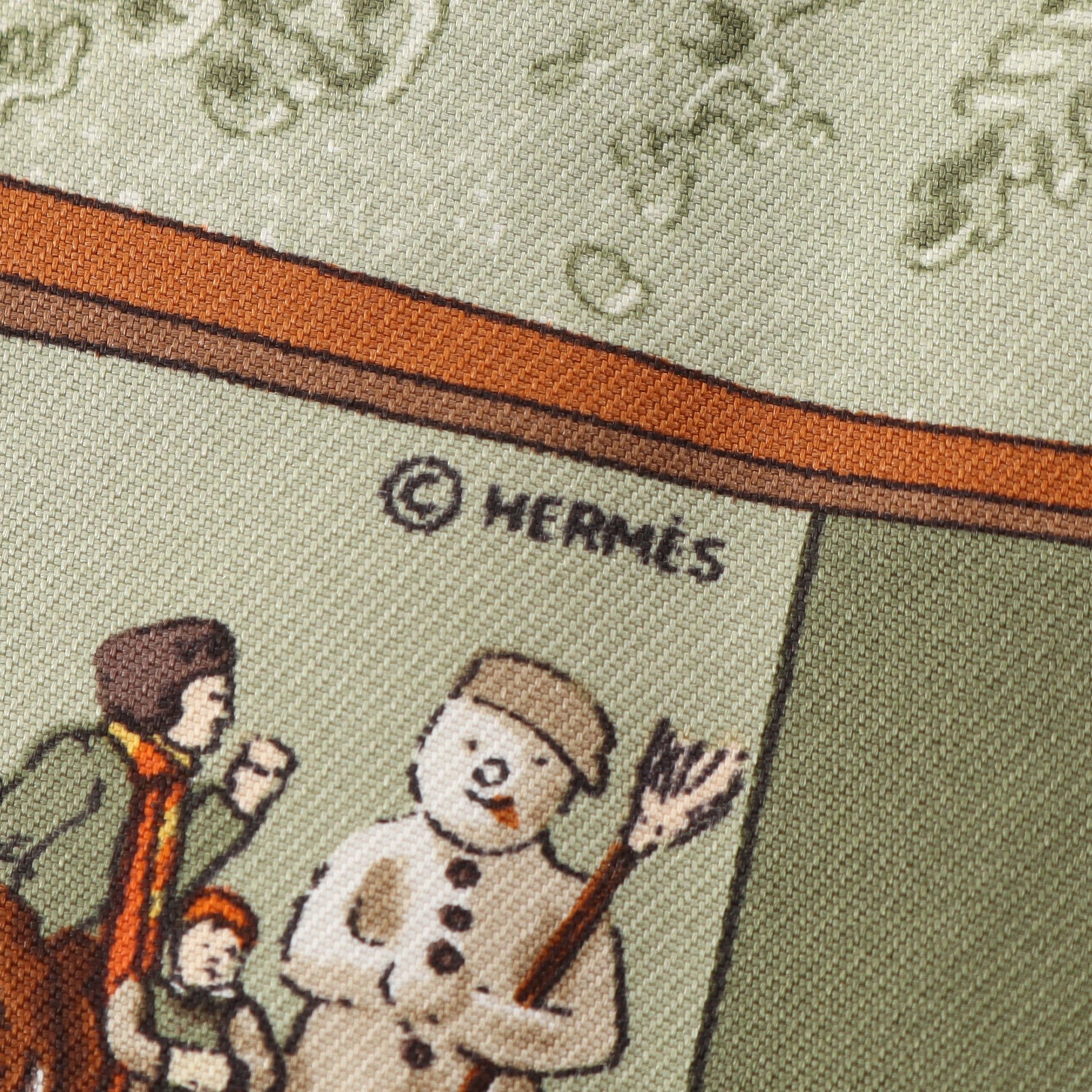 プチカレ カレ45 neige d’antan スカーフ シルク カーキグリーン マルチカラー エルメス 財布・小物 HERMES