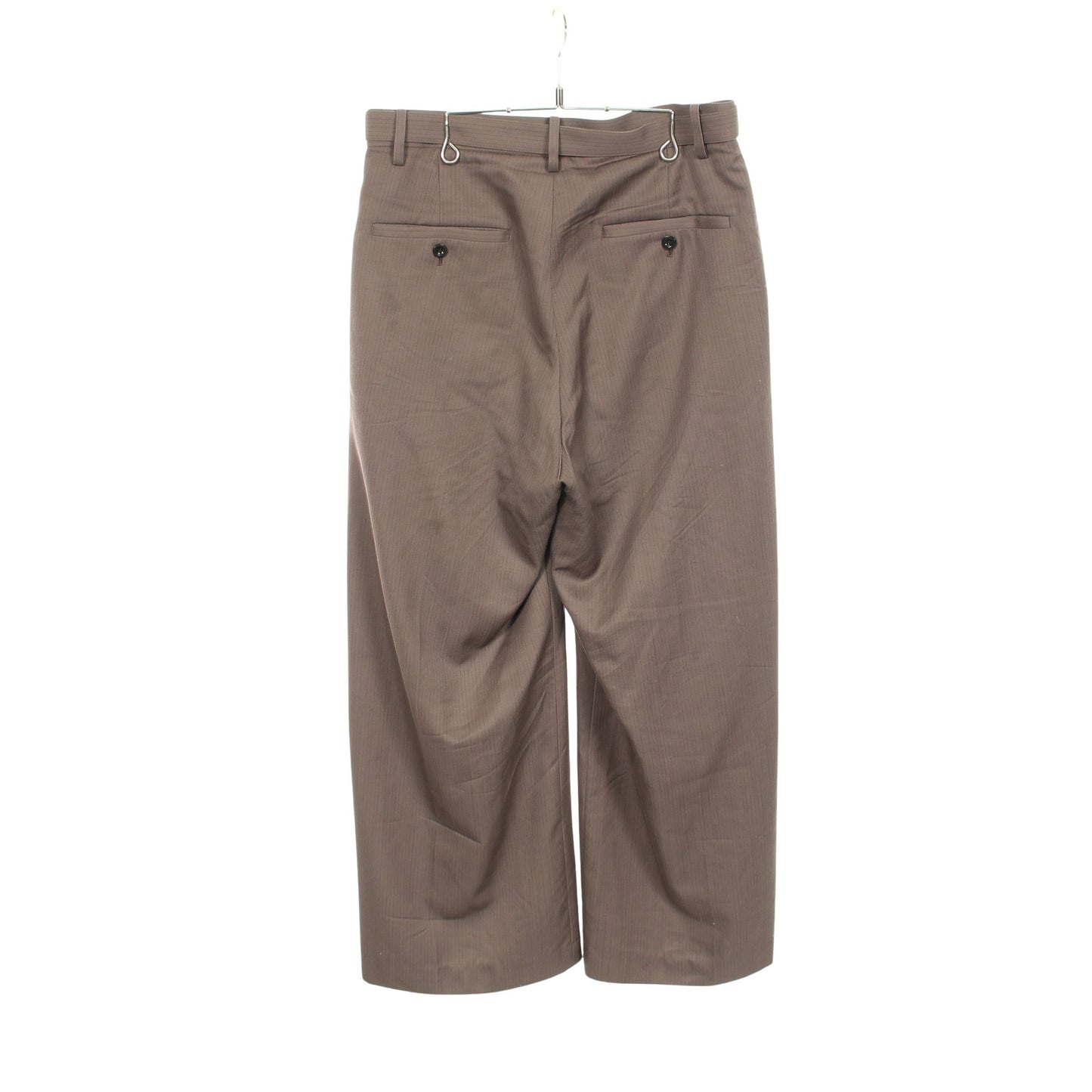 Doeskin Pants ピンストライプ ワイド スラックス トラウザーズ ウール グレーブラウン サカイ ボトムス sacai