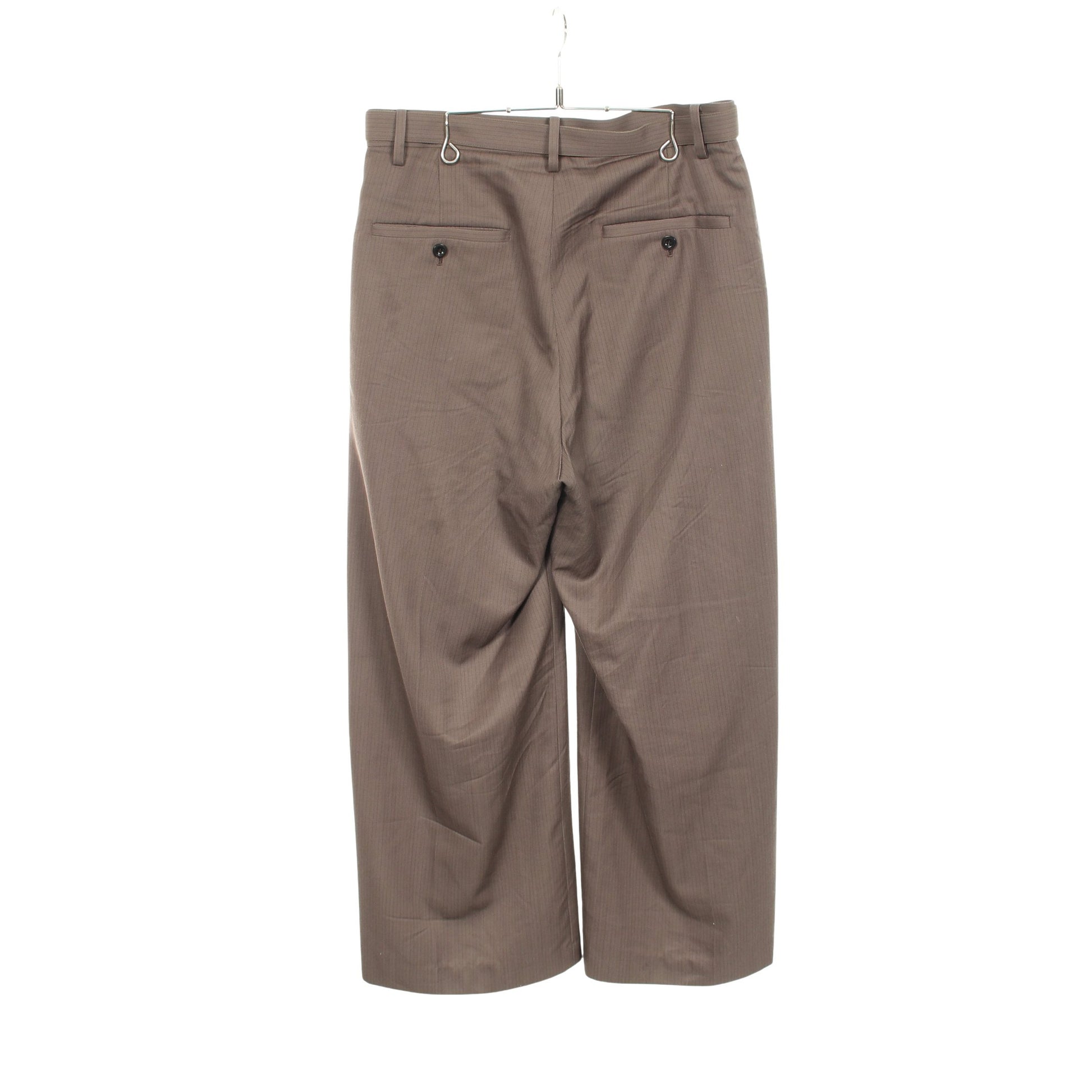 Doeskin Pants ピンストライプ ワイド スラックス トラウザーズ ウール グレーブラウン サカイ ボトムス sacai