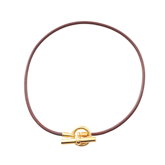 グレナン チョーカー レザー GP ブラウン ゴールド エルメス アクセサリー HERMES