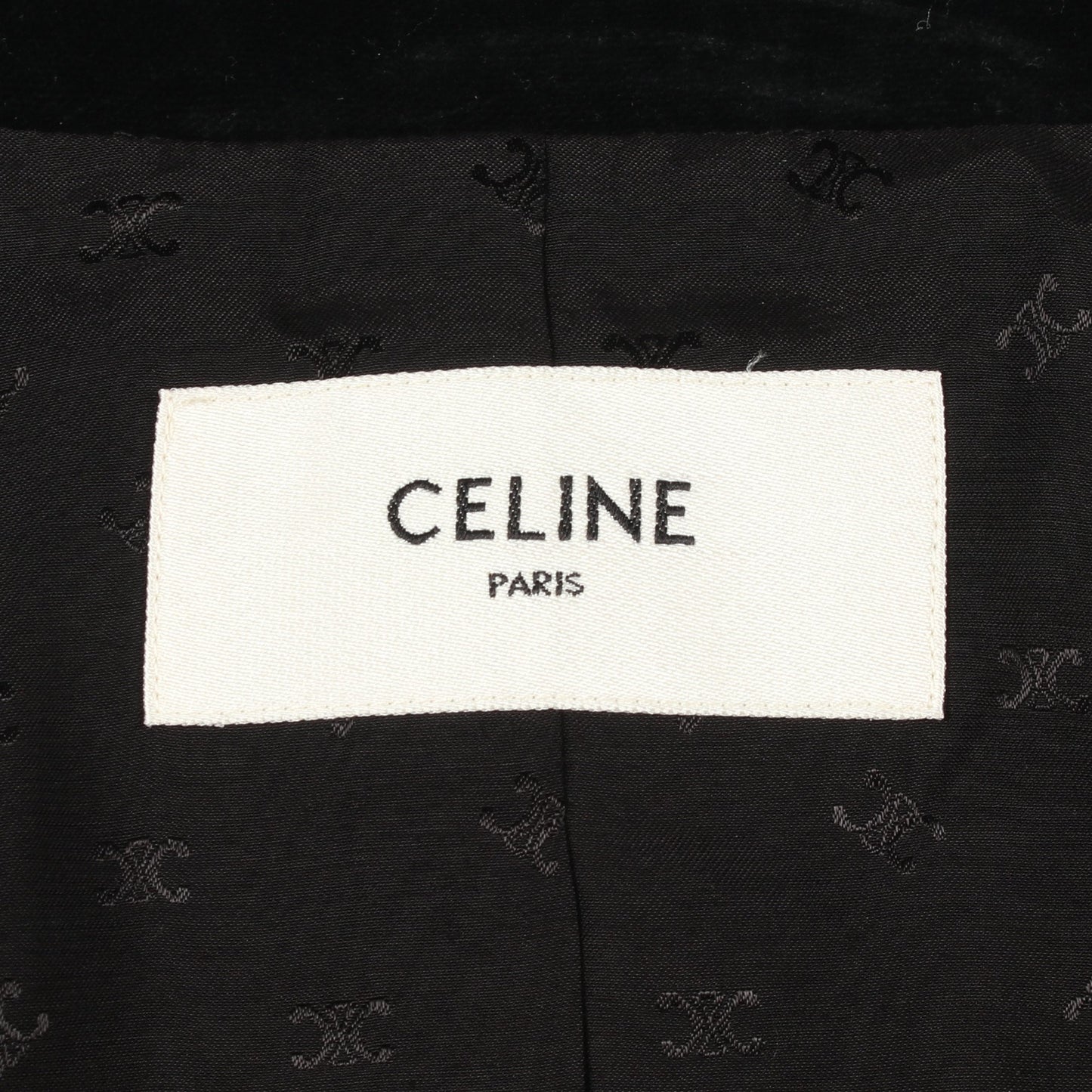 スタンドカラー ベロア ペプラム ジャケット コットン ビスコース ブラック セリーヌ アウター CELINE
