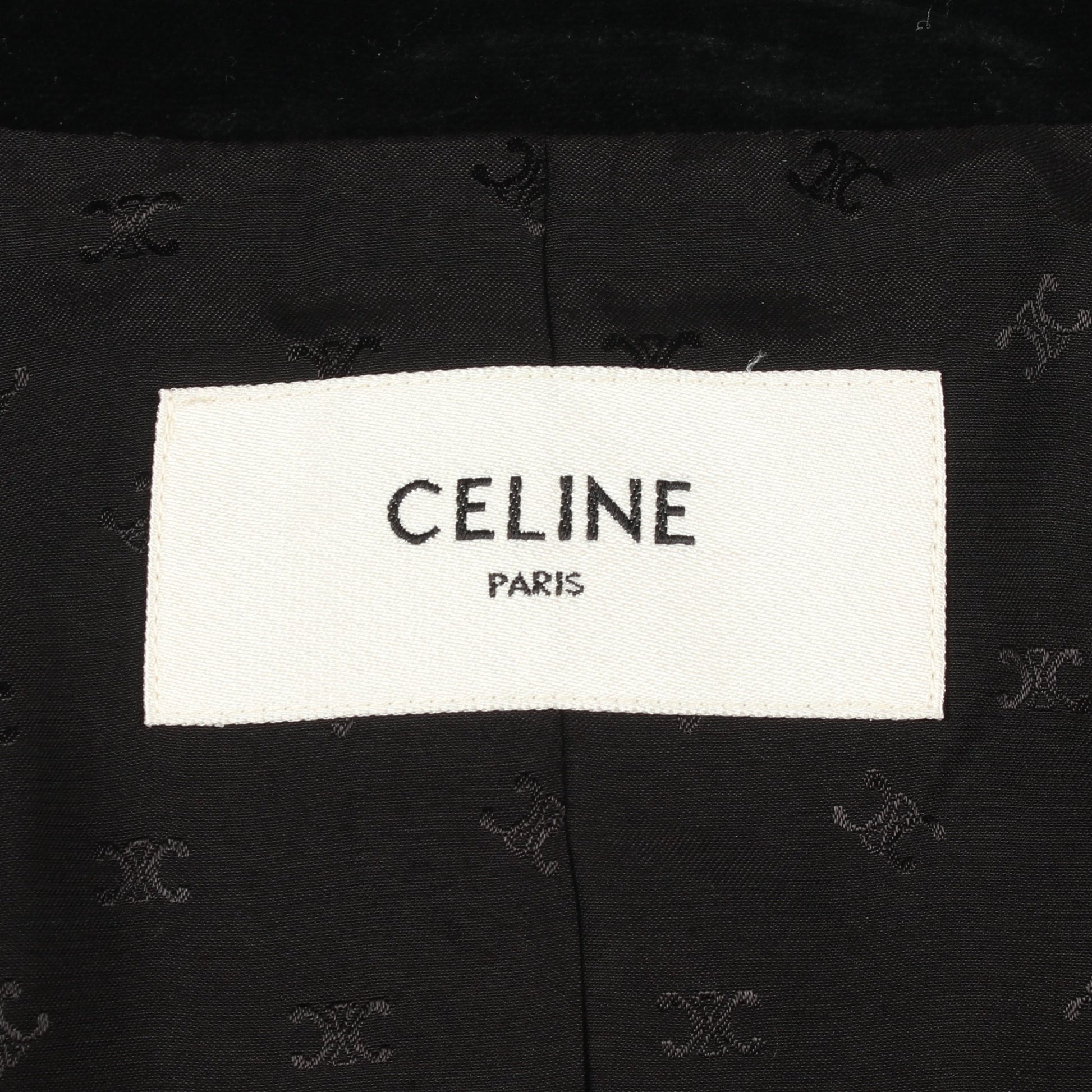 スタンドカラー ベロア ペプラム ジャケット コットン ビスコース ブラック セリーヌ アウター CELINE