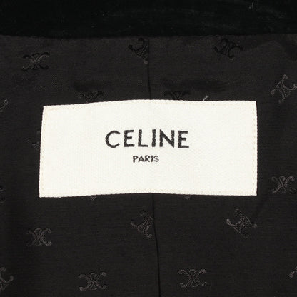 スタンドカラー ベロア ペプラム ジャケット コットン ビスコース ブラック セリーヌ アウター CELINE