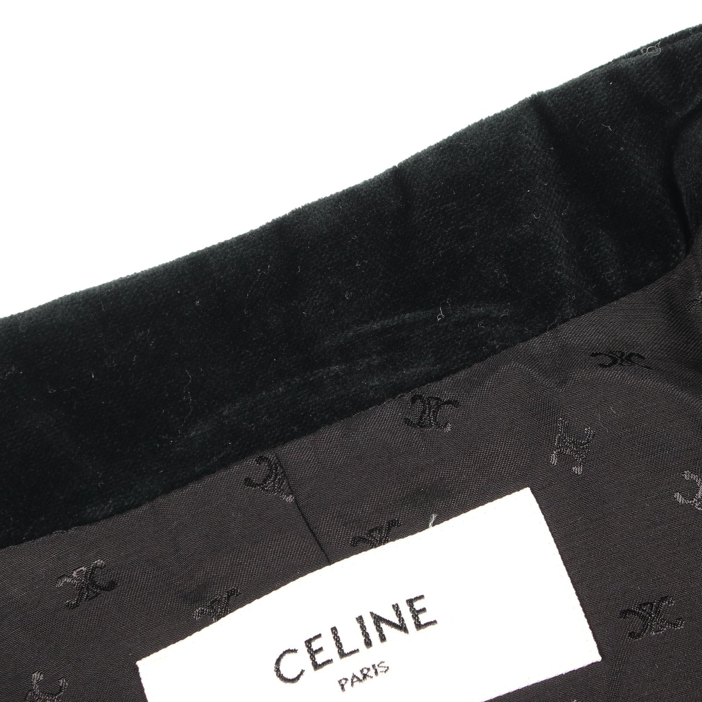 スタンドカラー ベロア ペプラム ジャケット コットン ビスコース ブラック セリーヌ アウター CELINE