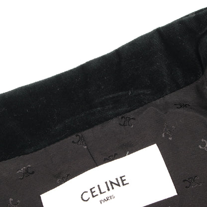 スタンドカラー ベロア ペプラム ジャケット コットン ビスコース ブラック セリーヌ アウター CELINE