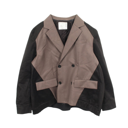 Doeskin Mix Jacket テーラードジャケット ウール ブラック グレーブラウン サカイ