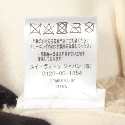 ボア 切替 ウエスタン コート ウール カシミヤ シルク レザー アイボリー ブラウン マルチカラー ルイヴィトン