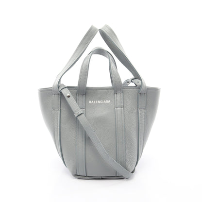 Everyday XS North South 2WAY ハンドバッグ レザー ブルーグレー バレンシアガ
