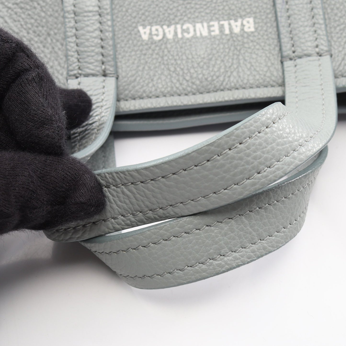 Everyday XS North South 2WAY ハンドバッグ レザー ブルーグレー バレンシアガ