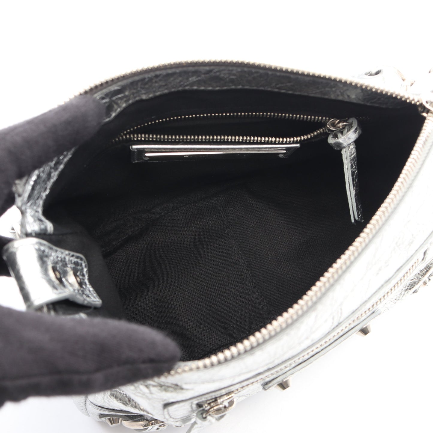 Le City Moto ル シティ モト 2WAY ハンドバッグ レザー シルバー バレンシアガ