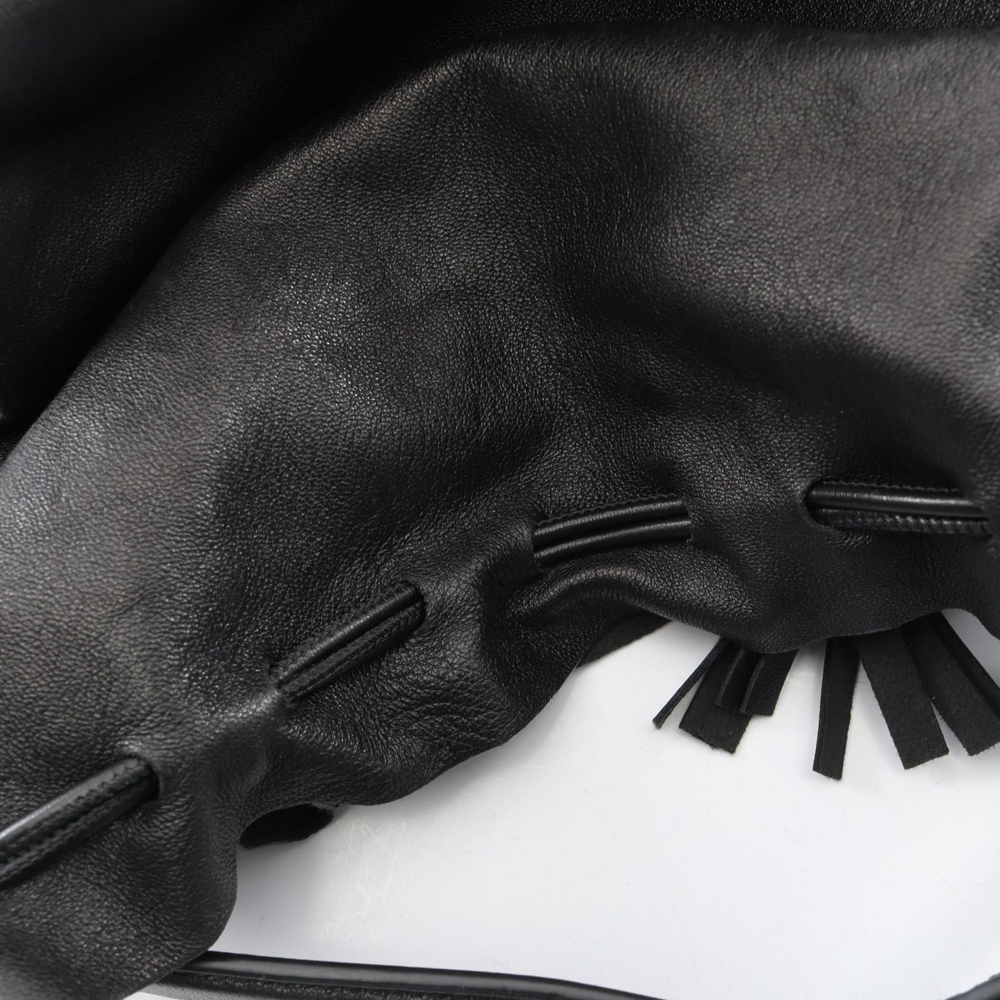 ドローストリング フリンジ 2WAY ショルダーバッグ レザー ブラック ジルサンダー バッグ JIL SANDER