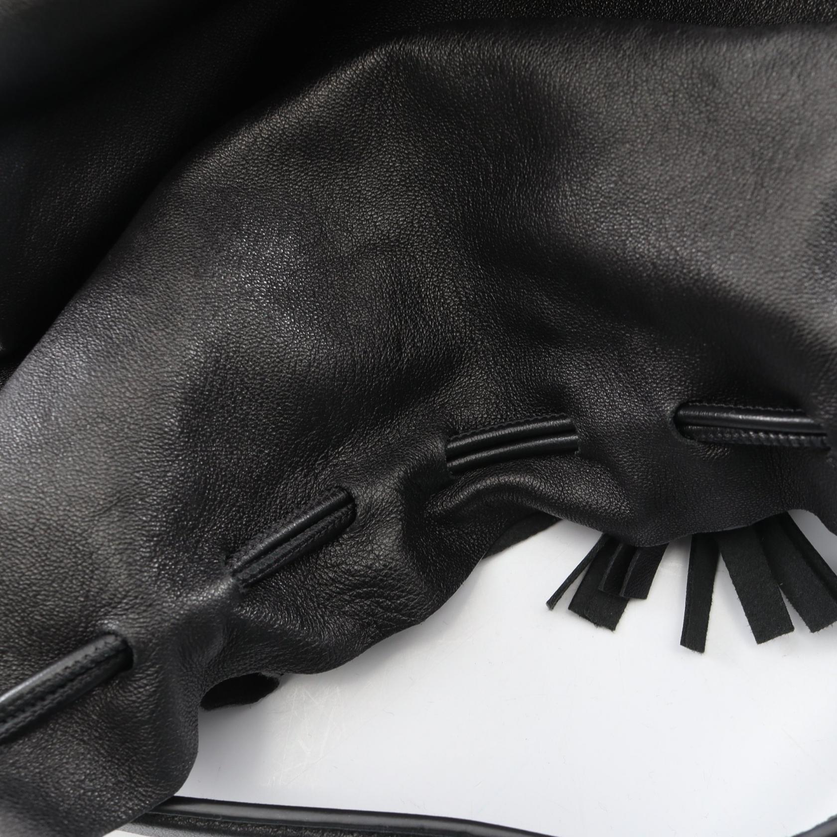 ドローストリング フリンジ 2WAY ショルダーバッグ レザー ブラック ジルサンダー バッグ JIL SANDER
